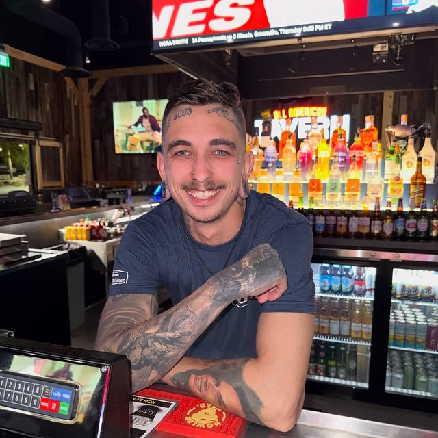 Behind the bar at DJ's Tavern