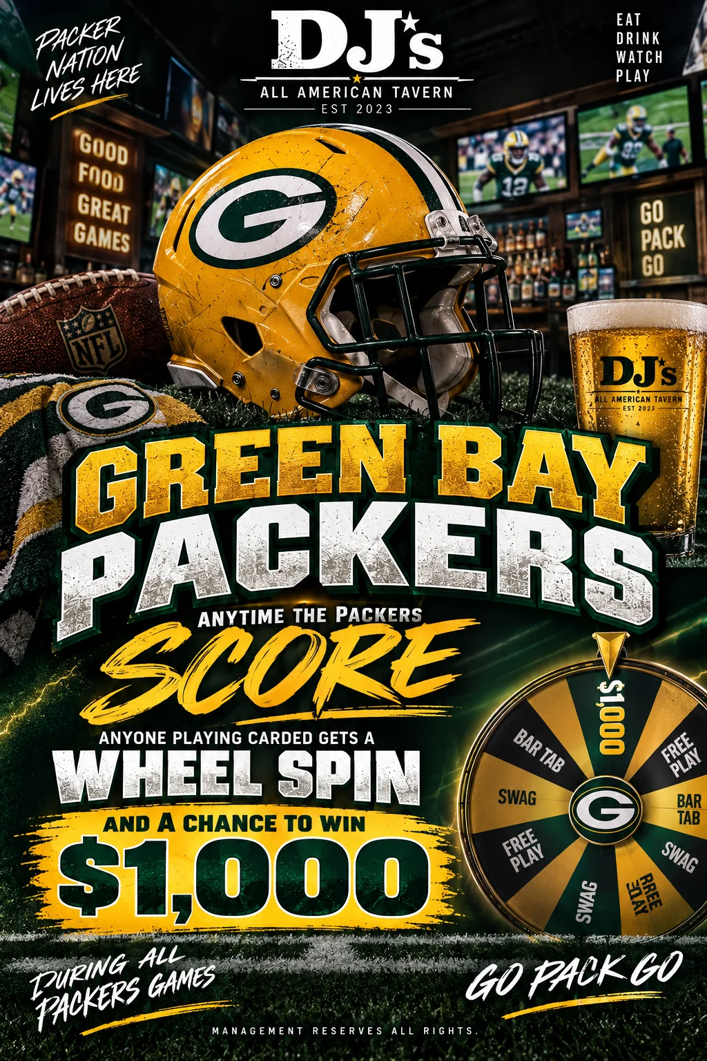 Green Bay Packers wheel spin promotion